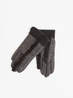 Luxurious Black Cashmere Gloves with Antipast Fringe Detailing