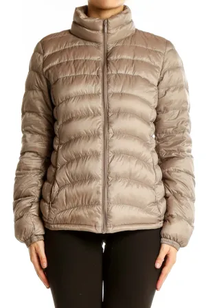 Beige Quilted Puffer Jacket