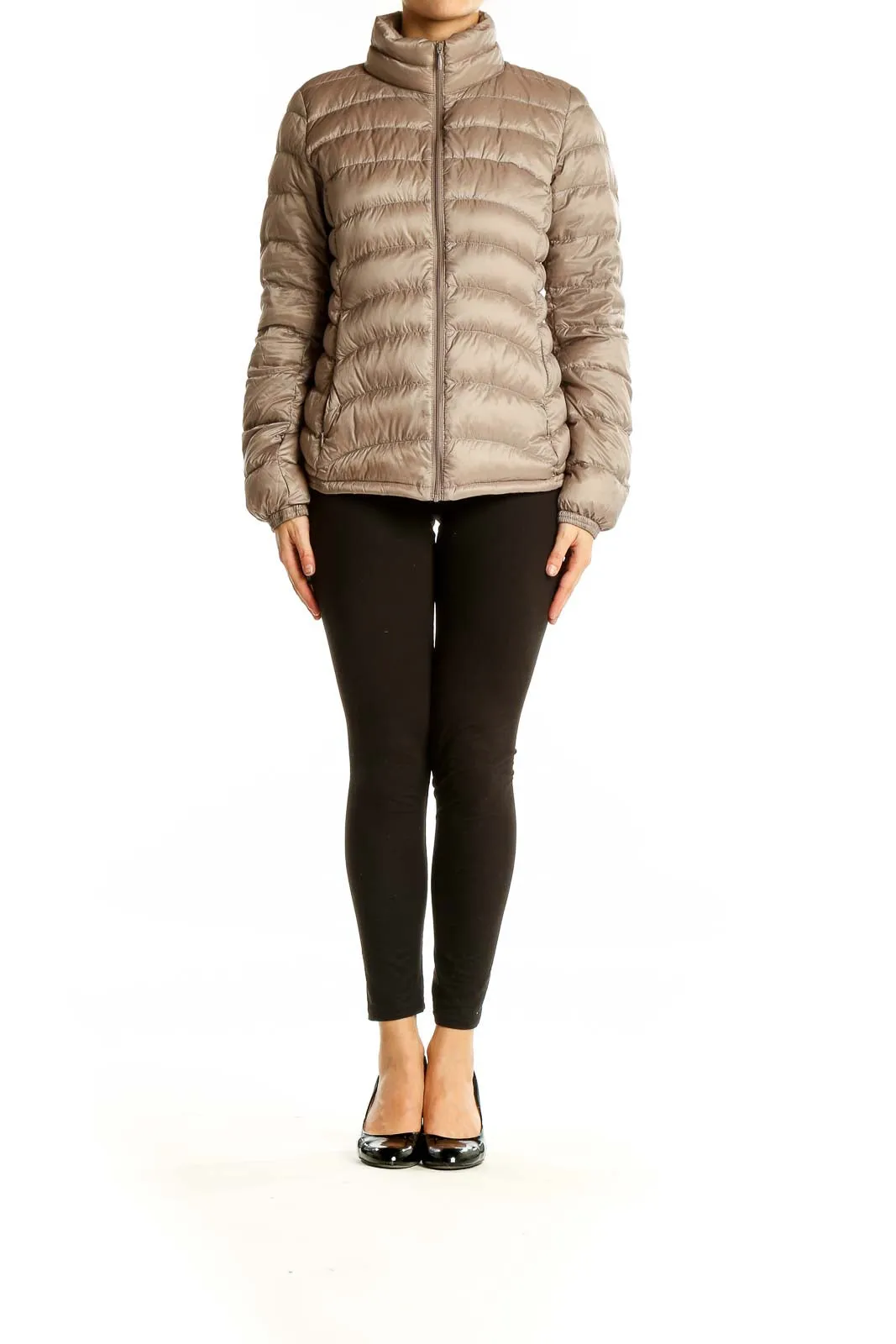 Beige Quilted Puffer Jacket