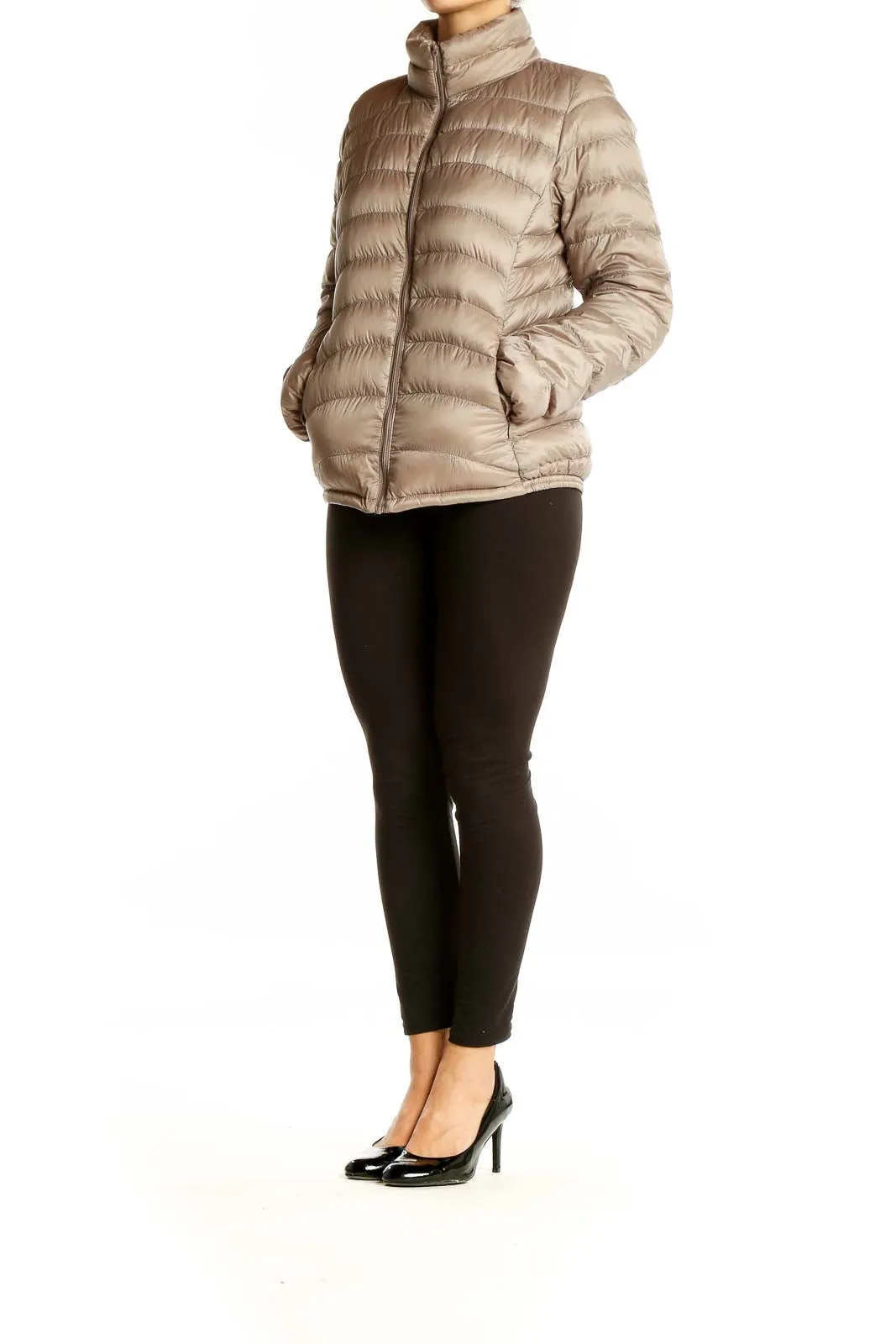 Beige Quilted Puffer Jacket