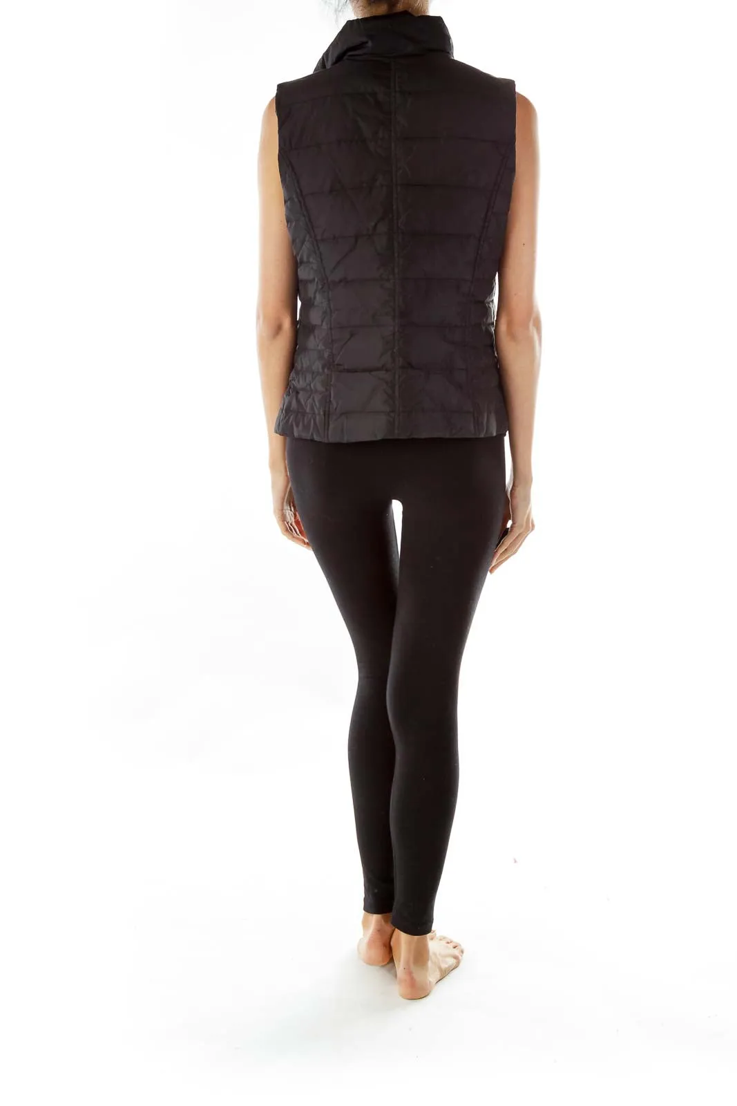 Black Padded Sleeveless Coat