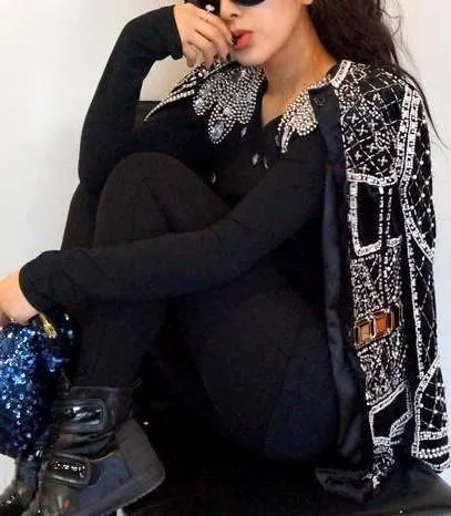 Embellished Black Velour Jacket