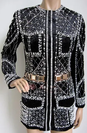 Embellished Black Velour Jacket