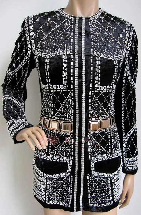 Embellished Black Velour Jacket
