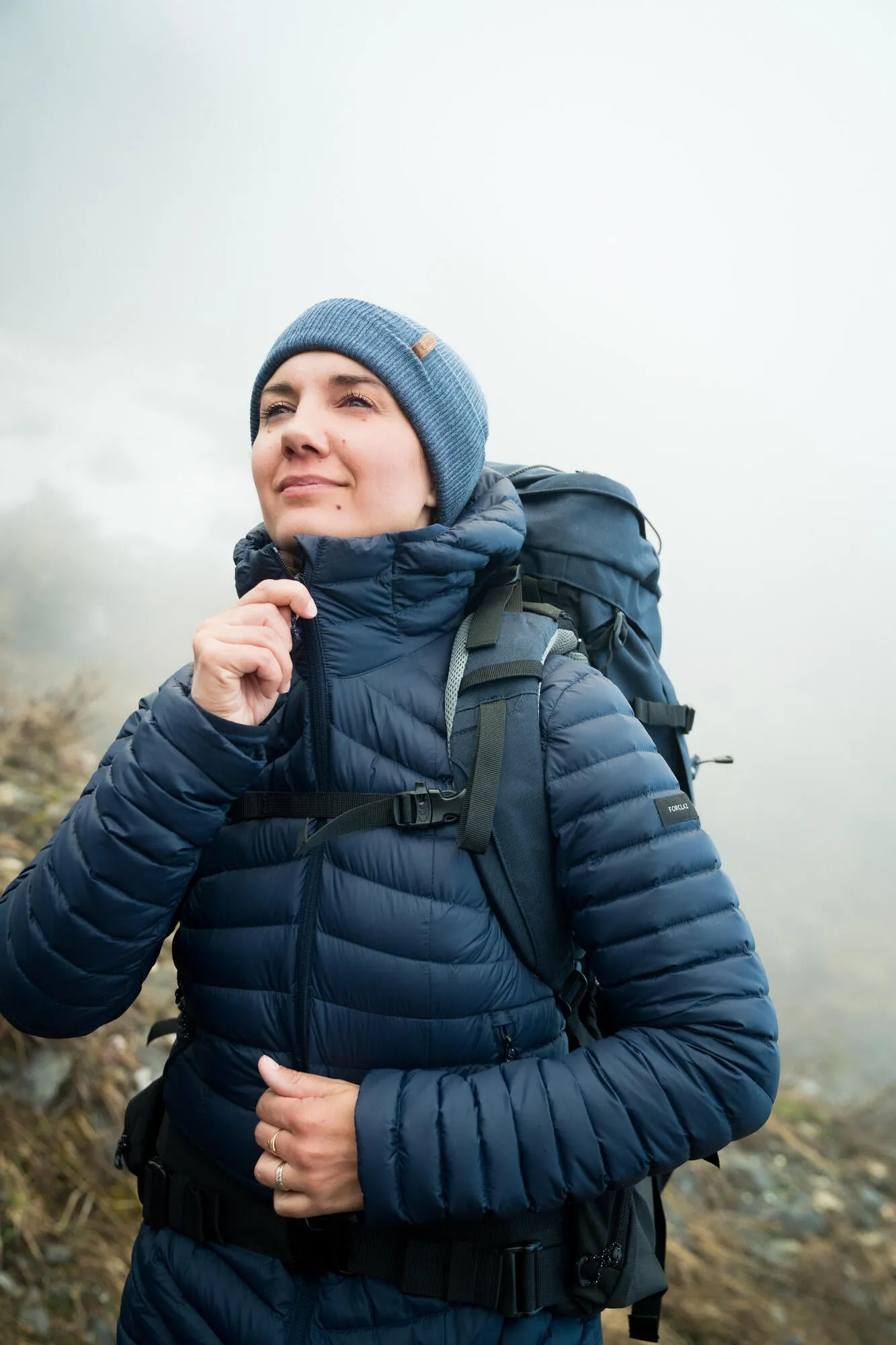 Forclaz MT100 Womens Hooded Down Puffer Jacket with Adjustable Hood