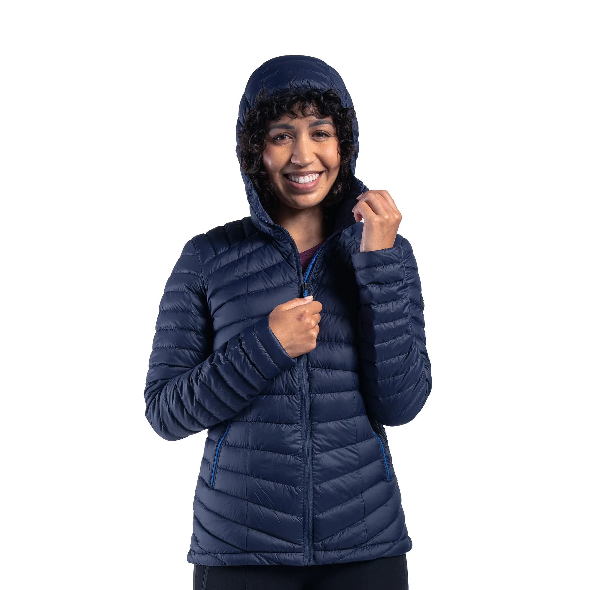 Forclaz MT100 Womens Hooded Down Puffer Jacket with Adjustable Hood