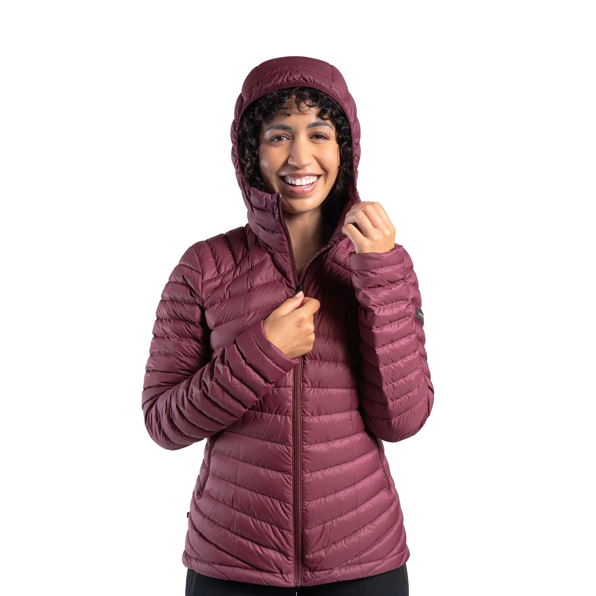 Forclaz MT100 Womens Hooded Down Puffer Jacket with Adjustable Hood