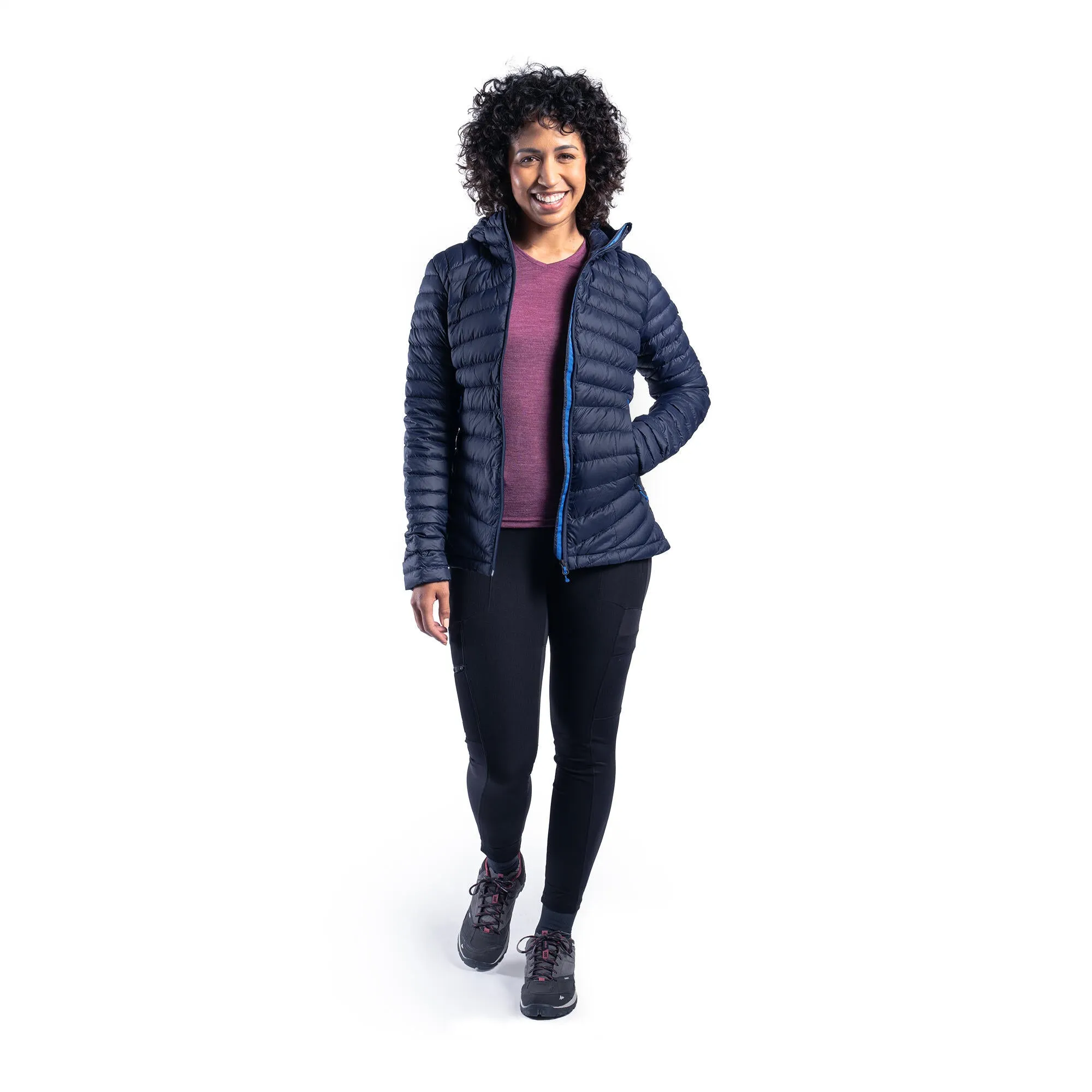 Forclaz MT100 Womens Hooded Down Puffer Jacket with Adjustable Hood