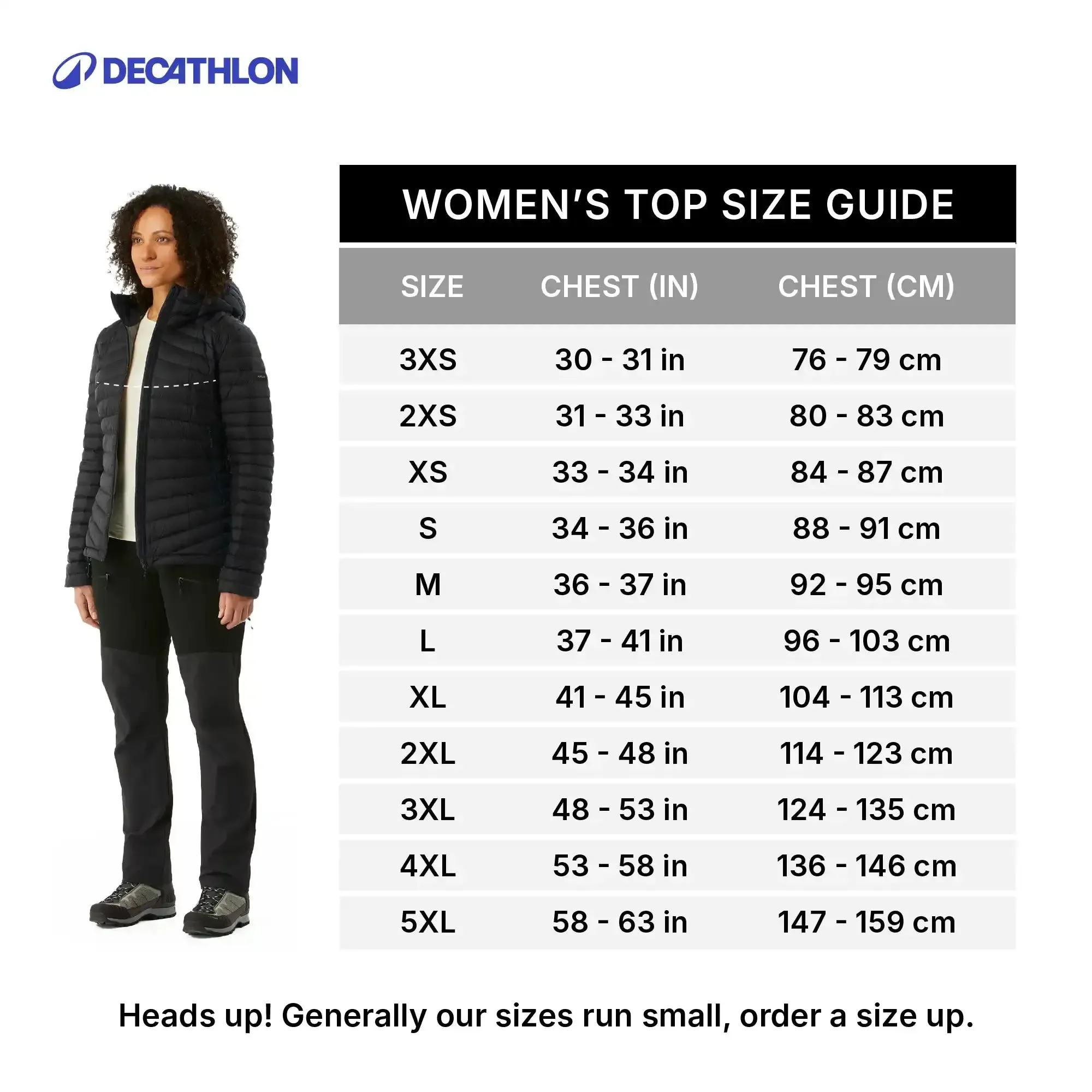 Forclaz MT100 Womens Hooded Down Puffer Jacket with Adjustable Hood
