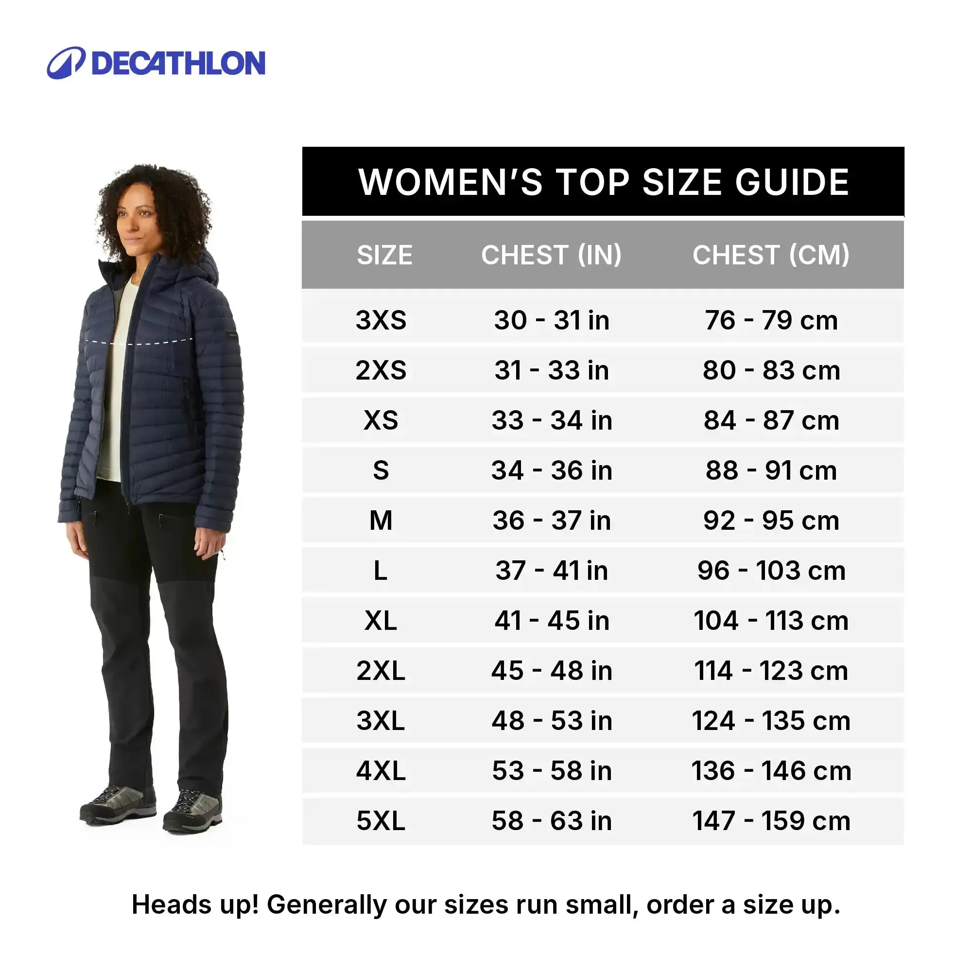 Forclaz MT100 Womens Hooded Down Puffer Jacket with Adjustable Hood