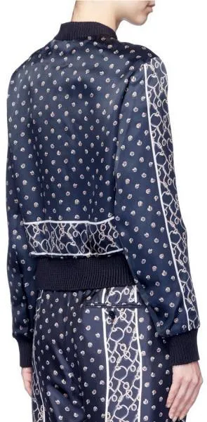 Foulard Printed Satin Bomber Jacket in Deep Blue
